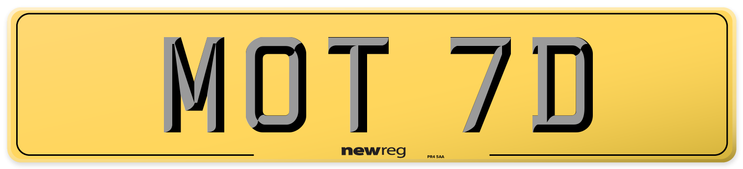 MOT 7D Rear Number Plate