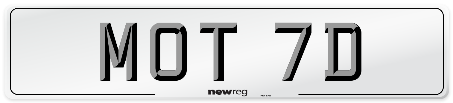 MOT 7D Front Number Plate