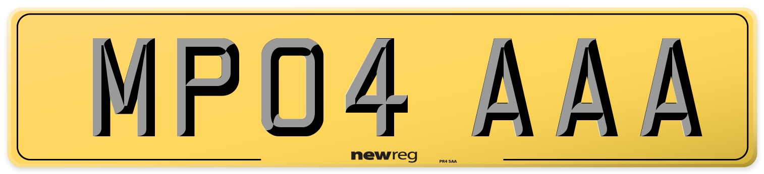 MP04 AAA Rear Number Plate