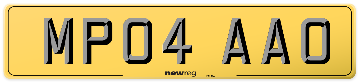 MP04 AAO Rear Number Plate