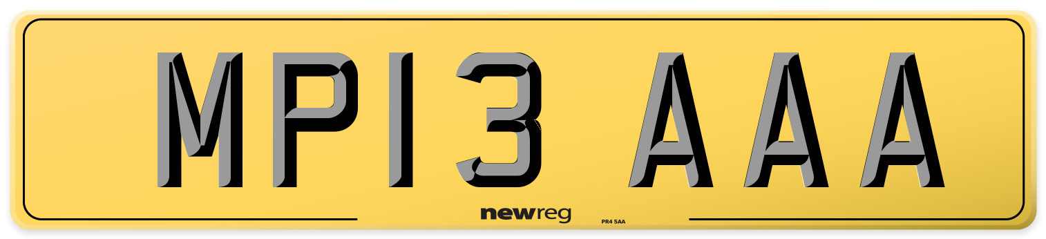 MP13 AAA Rear Number Plate