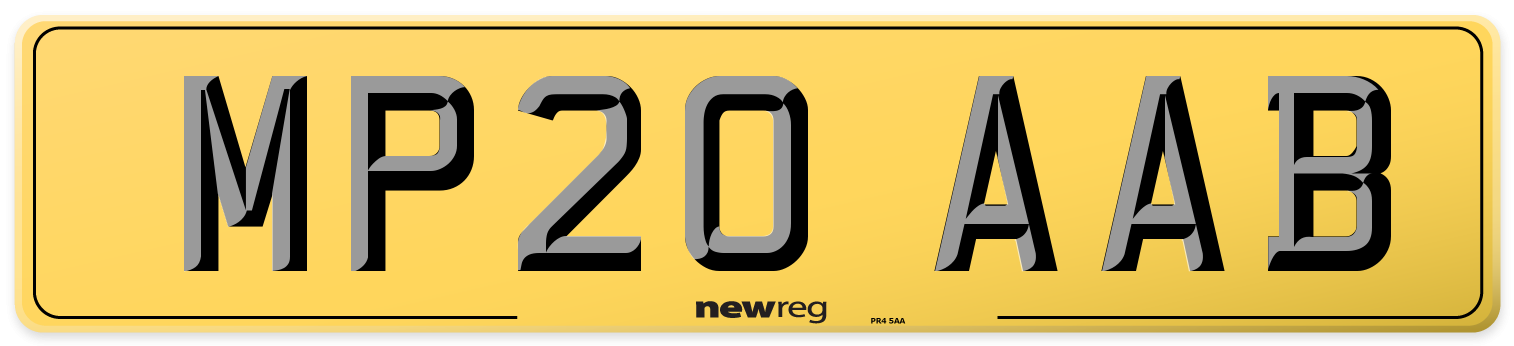 MP20 AAB Rear Number Plate