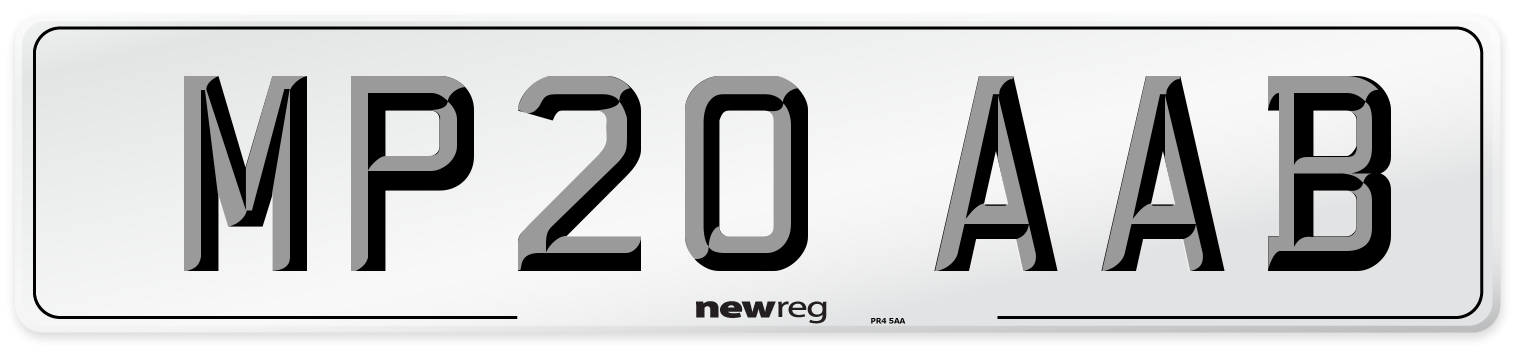 MP20 AAB Front Number Plate