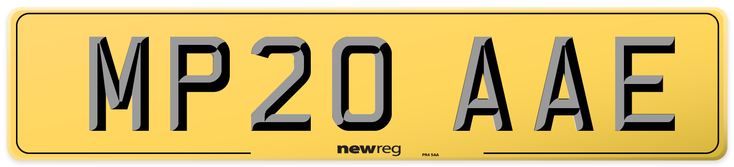 MP20 AAE Rear Number Plate