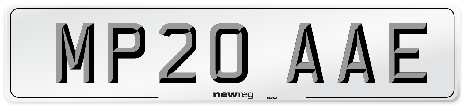 MP20 AAE Front Number Plate