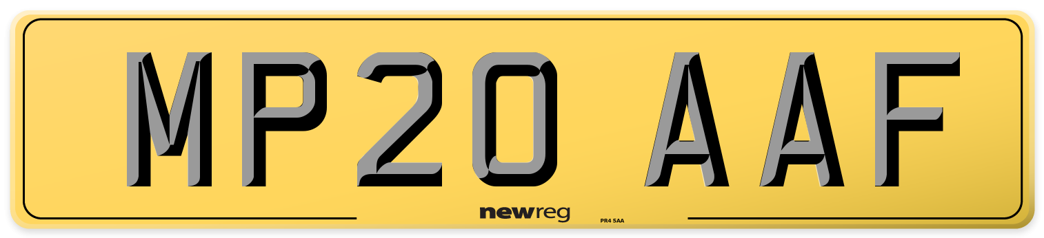 MP20 AAF Rear Number Plate