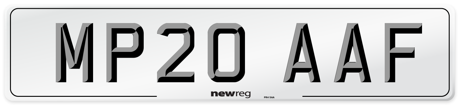 MP20 AAF Front Number Plate
