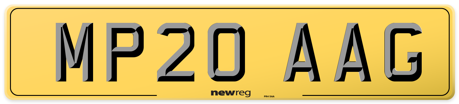 MP20 AAG Rear Number Plate