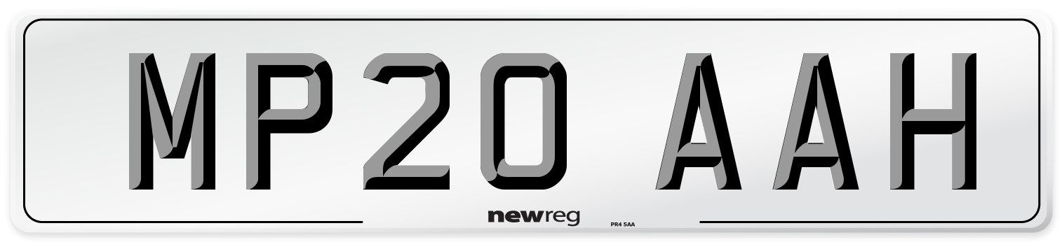 MP20 AAH Front Number Plate