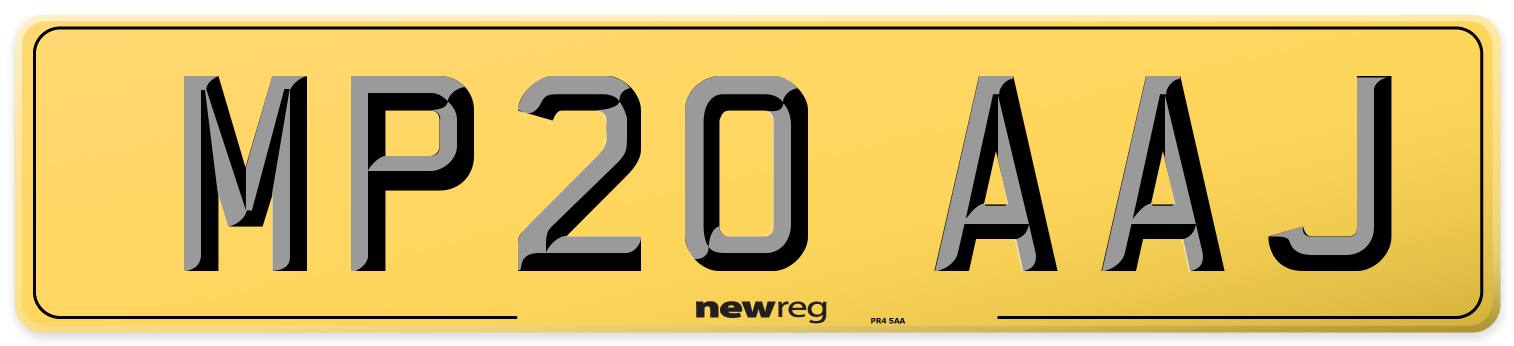 MP20 AAJ Rear Number Plate