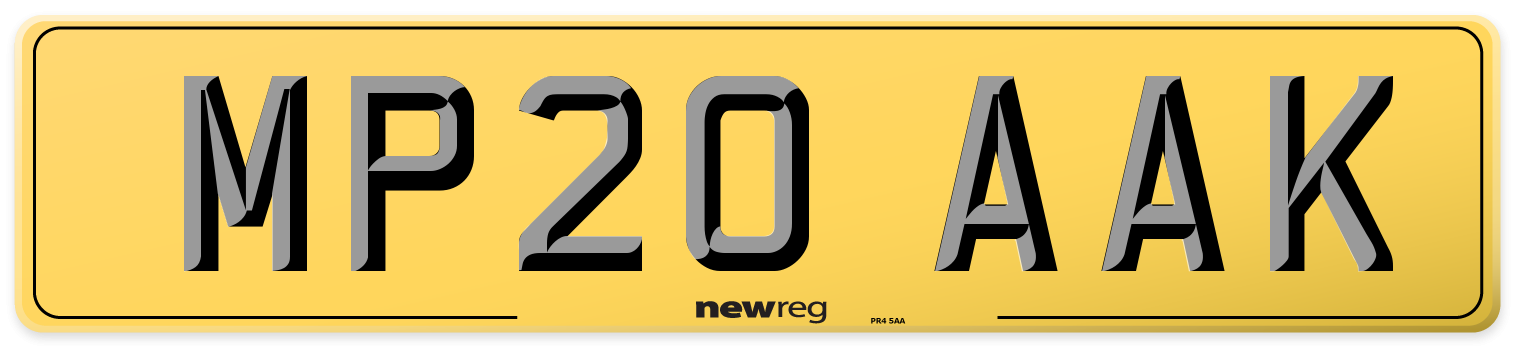 MP20 AAK Rear Number Plate