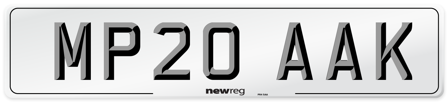 MP20 AAK Front Number Plate