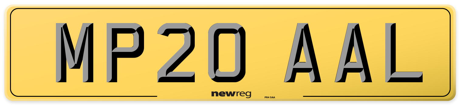 MP20 AAL Rear Number Plate