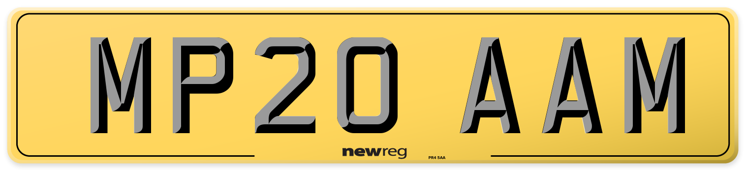 MP20 AAM Rear Number Plate