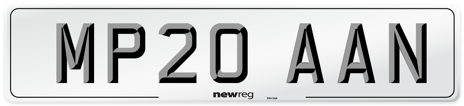 MP20 AAN Front Number Plate
