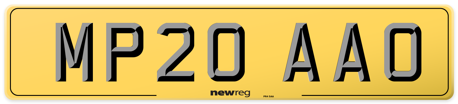MP20 AAO Rear Number Plate