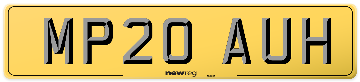 MP20 AUH Rear Number Plate