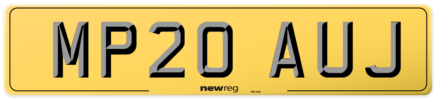 MP20 AUJ Rear Number Plate