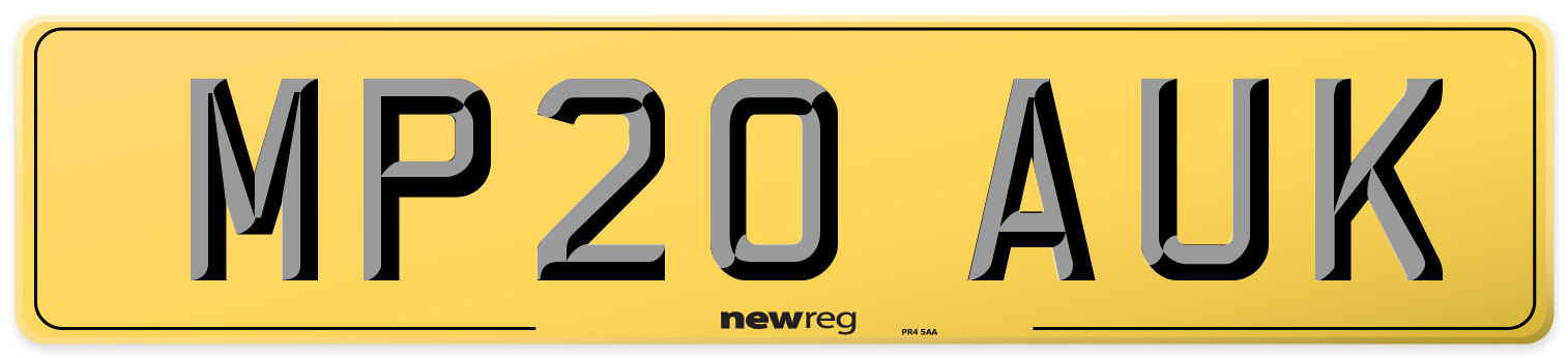 MP20 AUK Rear Number Plate
