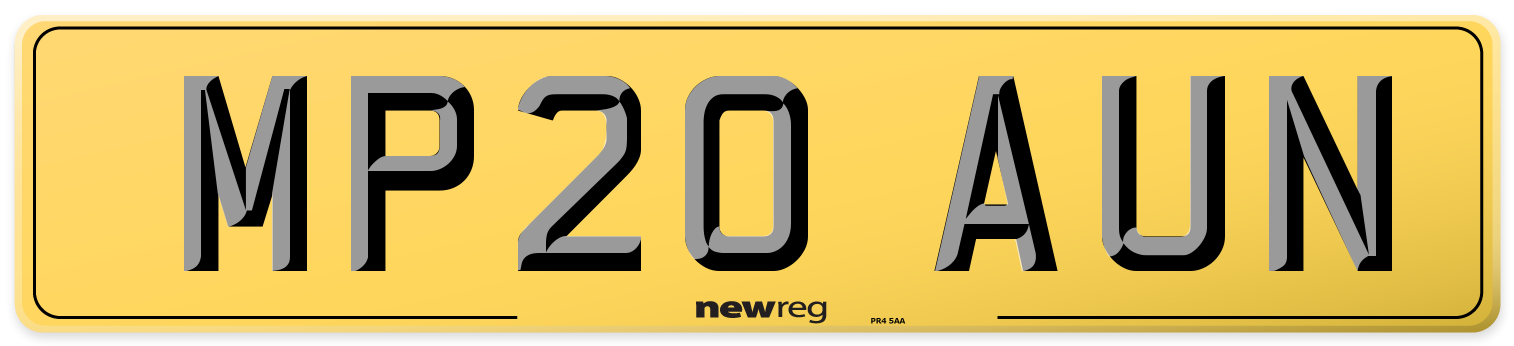 MP20 AUN Rear Number Plate
