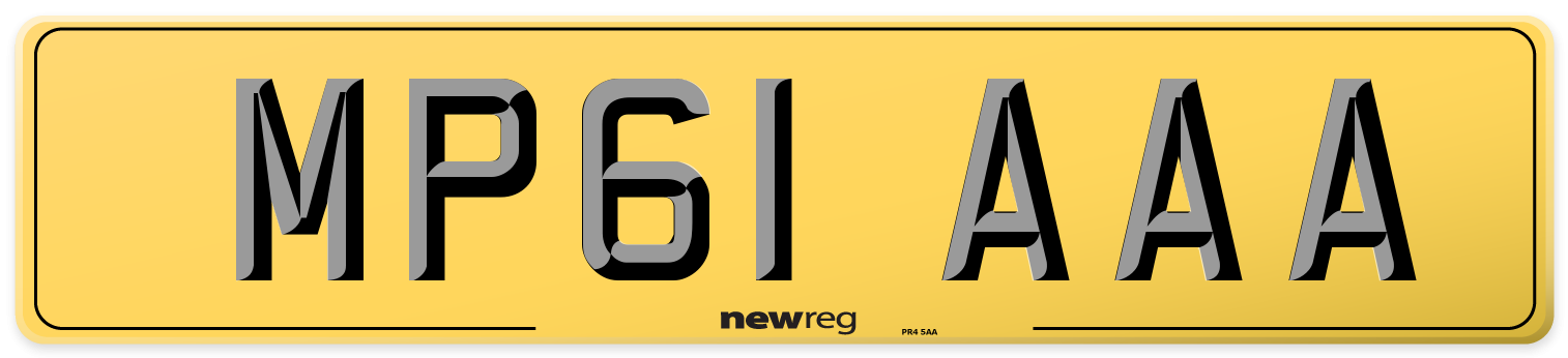 MP61 AAA Rear Number Plate
