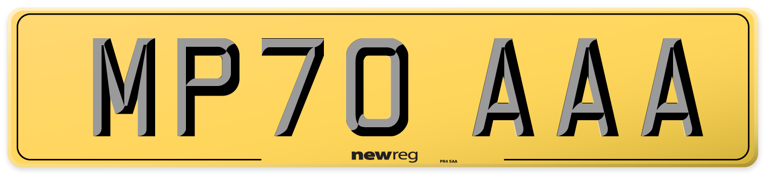 MP70 AAA Rear Number Plate