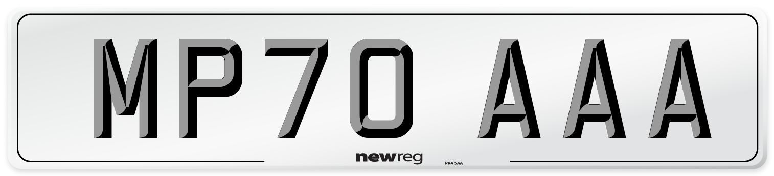 MP70 AAA Front Number Plate