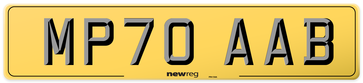 MP70 AAB Rear Number Plate