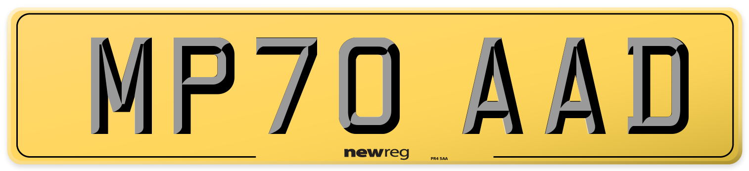 MP70 AAD Rear Number Plate