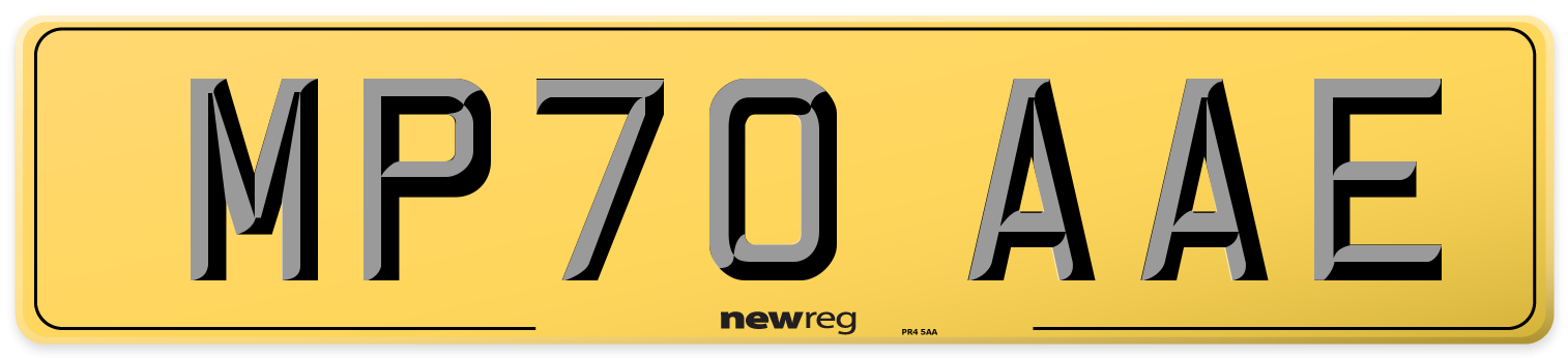 MP70 AAE Rear Number Plate
