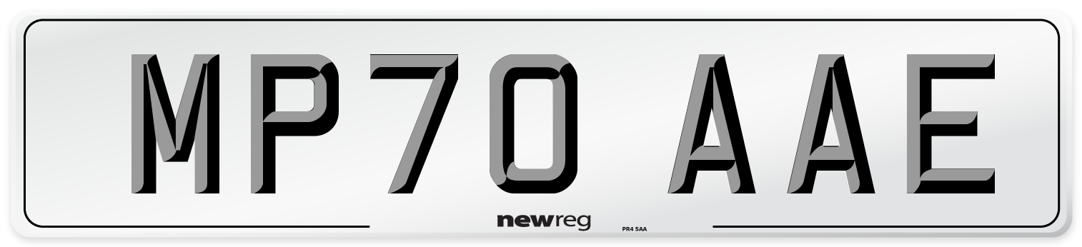 MP70 AAE Front Number Plate