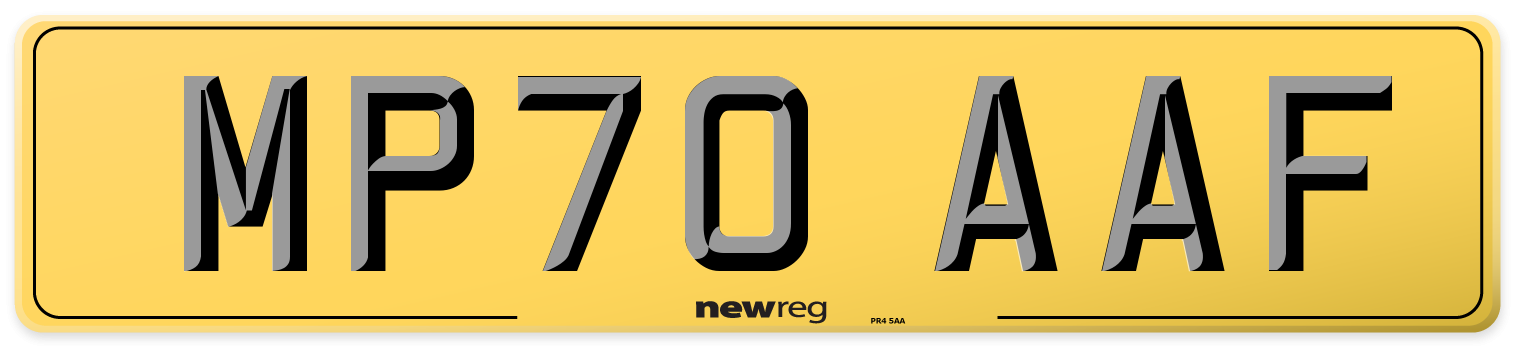 MP70 AAF Rear Number Plate