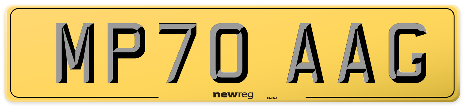 MP70 AAG Rear Number Plate