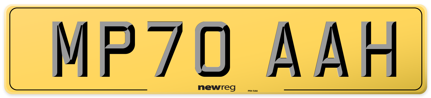 MP70 AAH Rear Number Plate