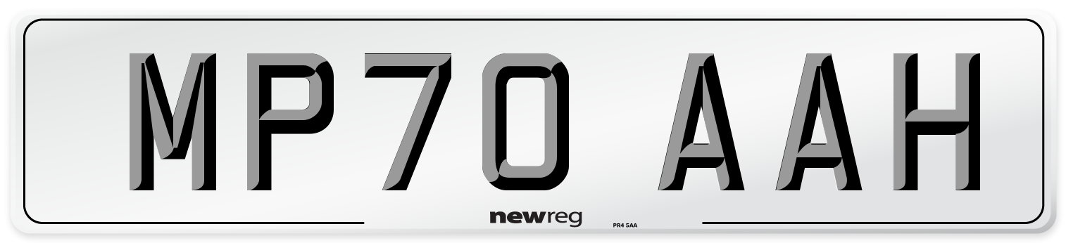 MP70 AAH Front Number Plate