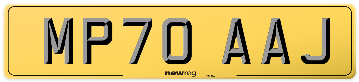 MP70 AAJ Rear Number Plate