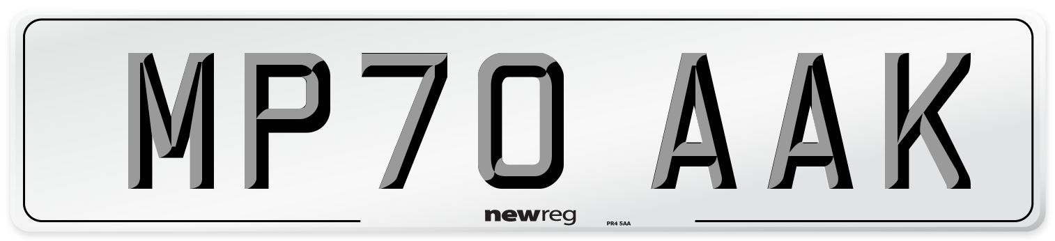 MP70 AAK Front Number Plate