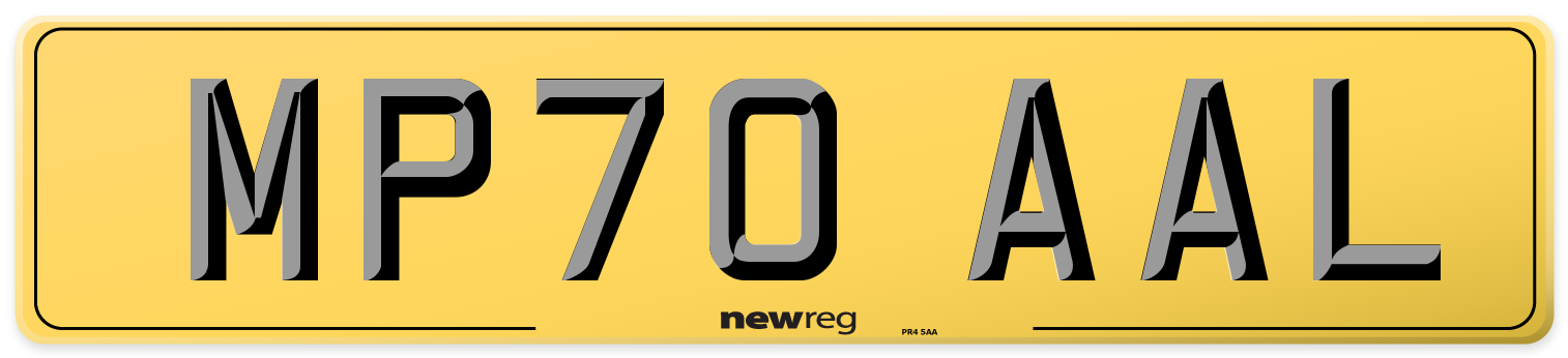 MP70 AAL Rear Number Plate