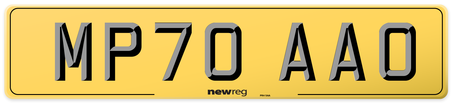 MP70 AAO Rear Number Plate