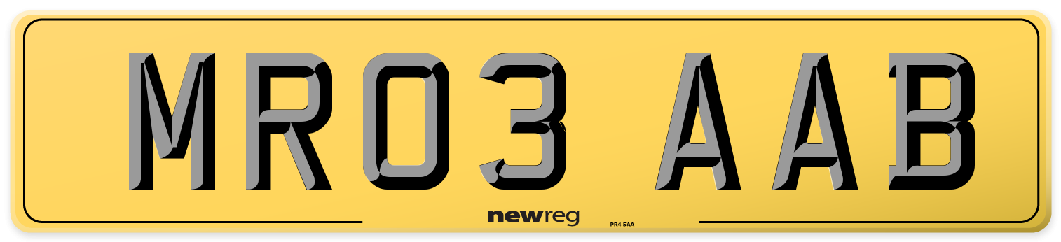 MR03 AAB Rear Number Plate