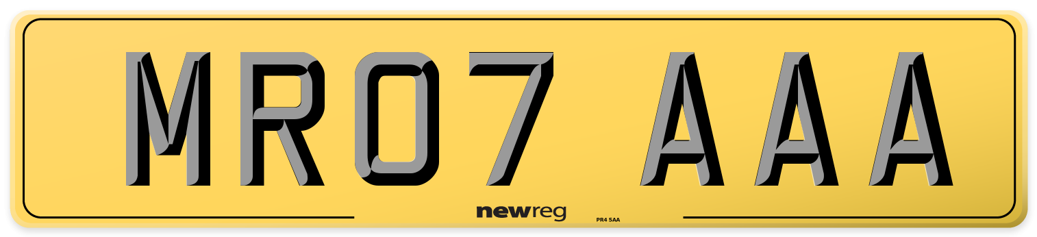 MR07 AAA Rear Number Plate