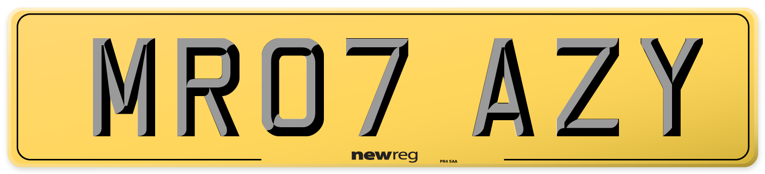 MR07 AZY Rear Number Plate