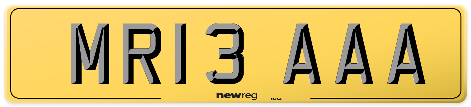 MR13 AAA Rear Number Plate