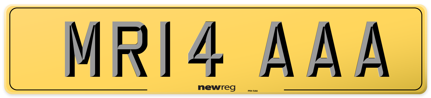 MR14 AAA Rear Number Plate