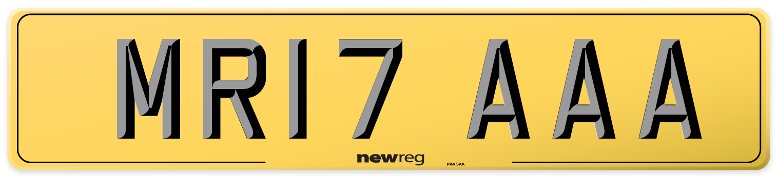 MR17 AAA Rear Number Plate