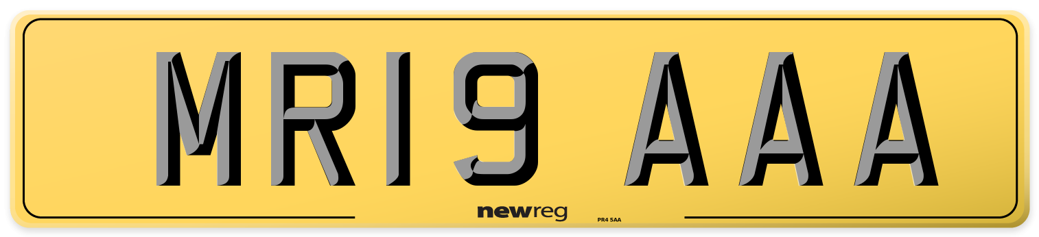 MR19 AAA Rear Number Plate