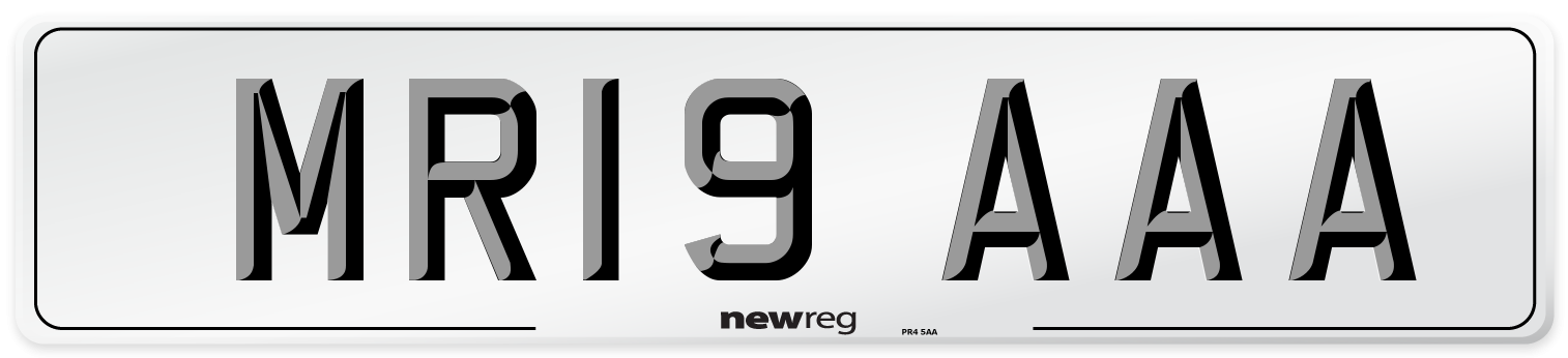 MR19 AAA Front Number Plate