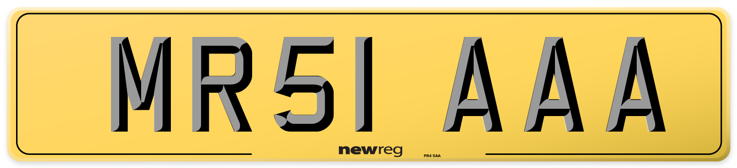MR51 AAA Rear Number Plate