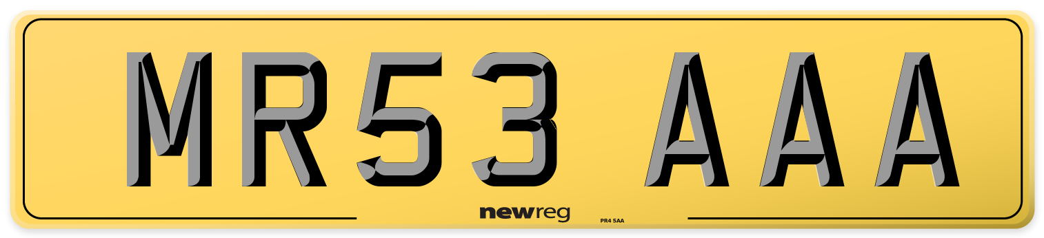 MR53 AAA Rear Number Plate