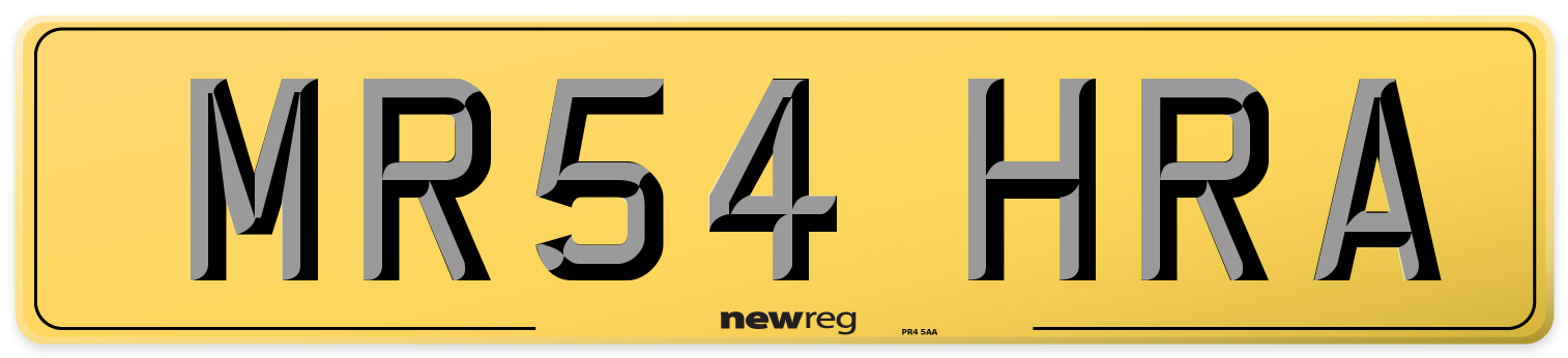 MR54 HRA Rear Number Plate